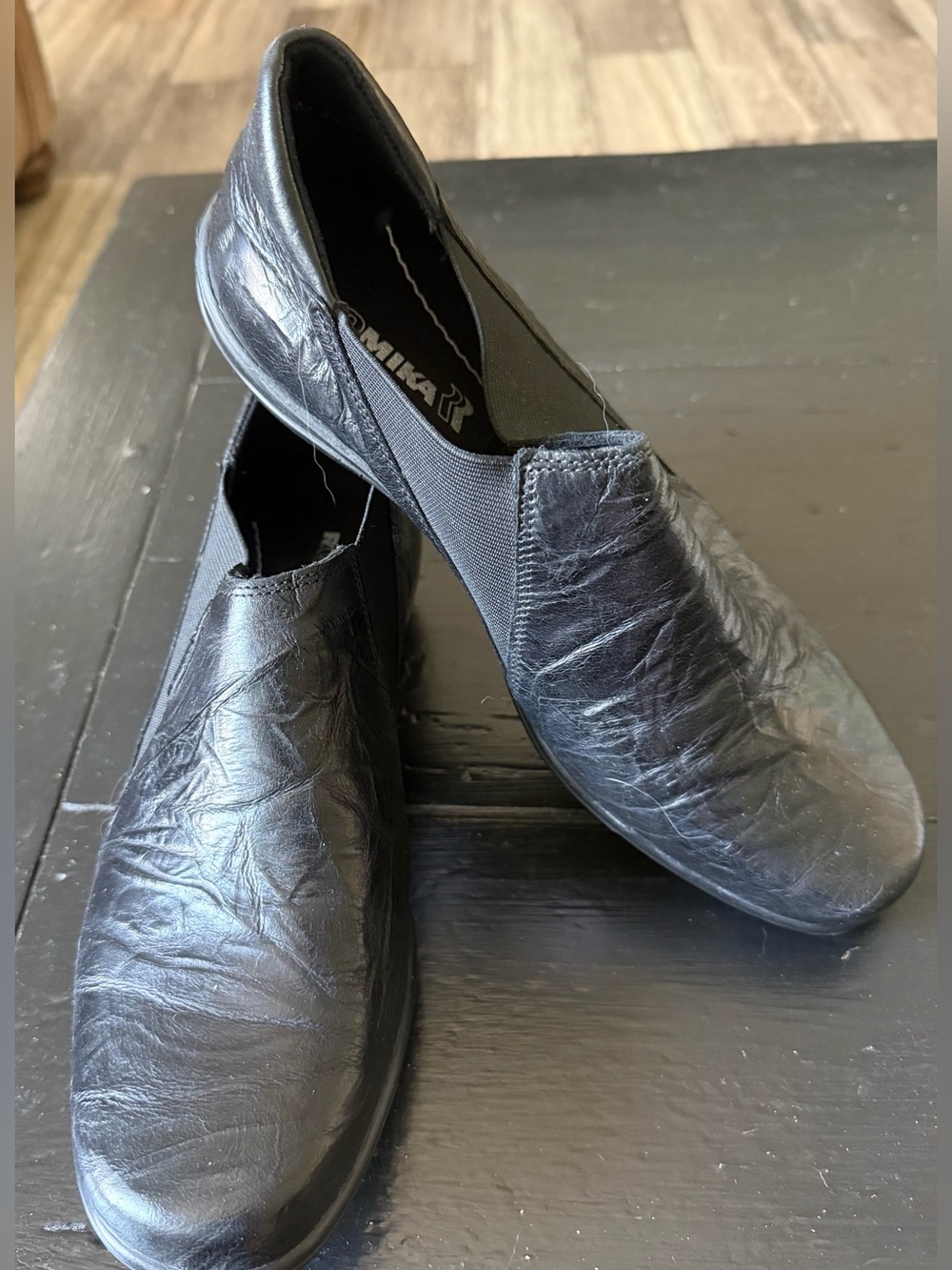 Romika “Cassie” Black Leather Slip-On Loafers